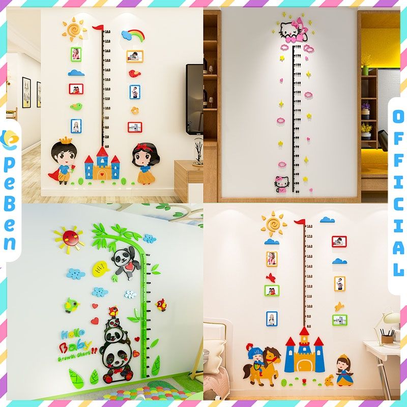 Tranh mica EPeBen dán tường nổi 3d hình dưới đại dương Thước đo chiều cao cho bé trang trí lớp học, mầm non, mẫu giáo