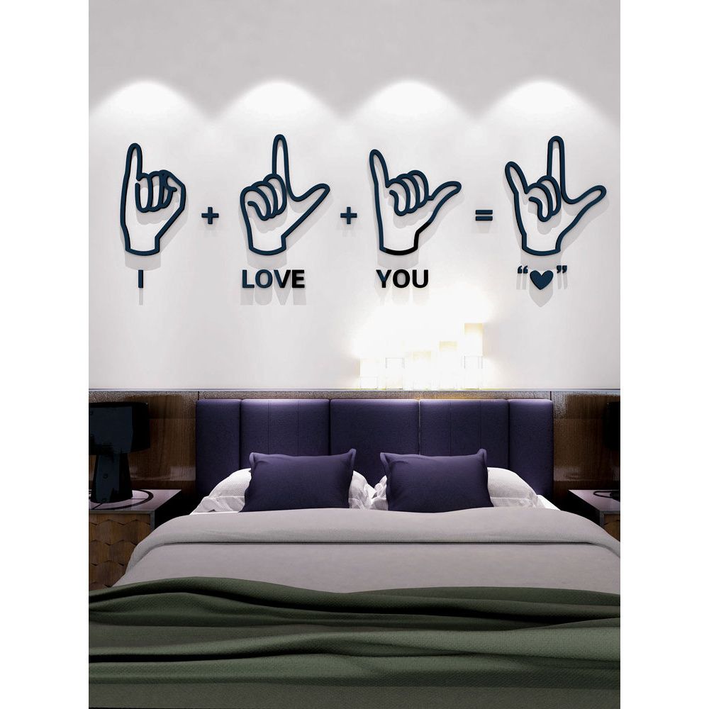 Tranh mica EPeBen dán tường nổi 3d hình bàn tay i love you decor trang trí phòng ngủ, phòng trọ, phòng cưới