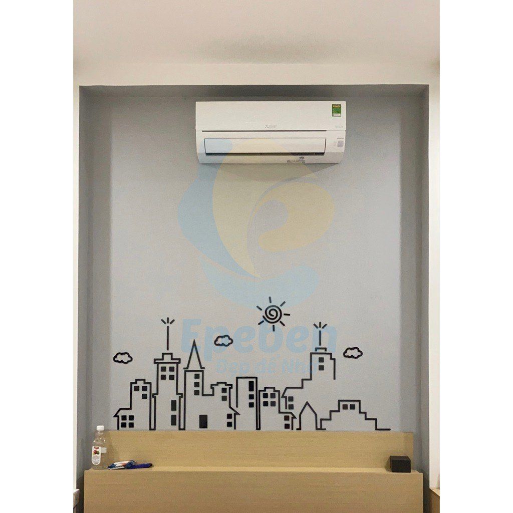 Tranh mica EPeBen dán tường nổi 3d hình khung cảnh thành phố decor trang trí phòng khách, phòng ngủ