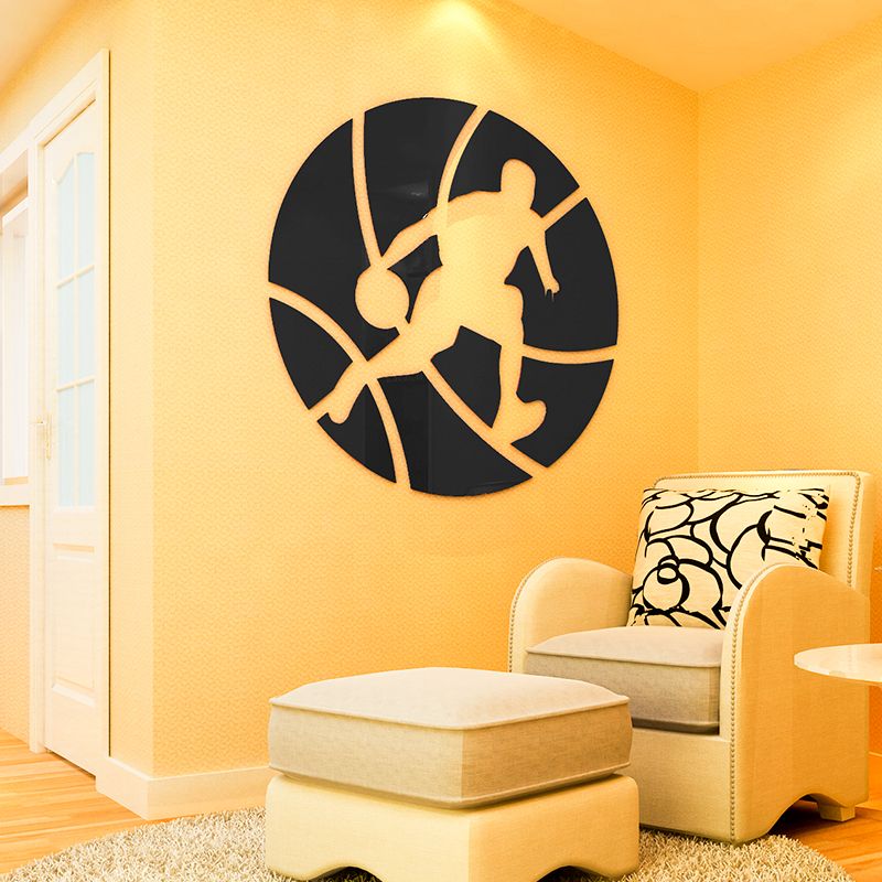 Tranh mica EPeBen dán tường nổi 3d hình cầu thủ bóng rổ decor trang trí phòng tập, sân bóng rổ, câu lạc bộ