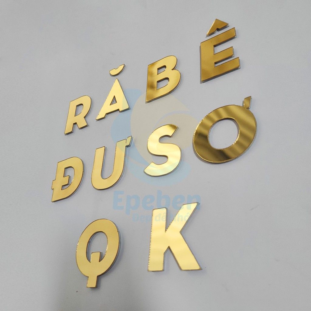 Cao 20/25/30cm font utm neutra chữ mica trang trí dán nổi trên tường cắt theo yêu cầu từ xưởng tranh epeben