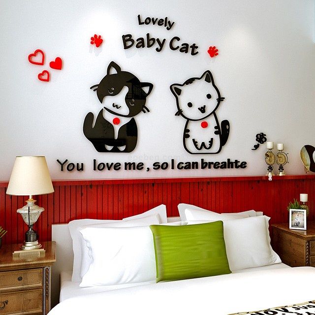 Tranh mica EPeBen dán tường nổi 3d hình baby cat decor trang trí mầm non, phòng cho bé