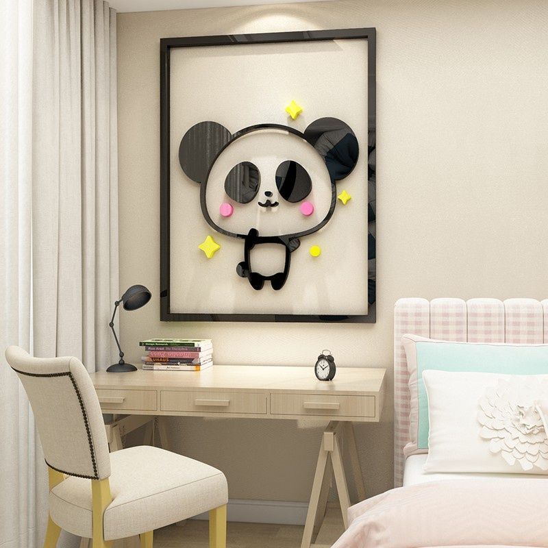 Tranh mica EPeBen dán tường nổi 3d hình gấu trúc, chim, hổ decor trang trí phòng cho bé, mầm non, mẫu giáo, lớp học