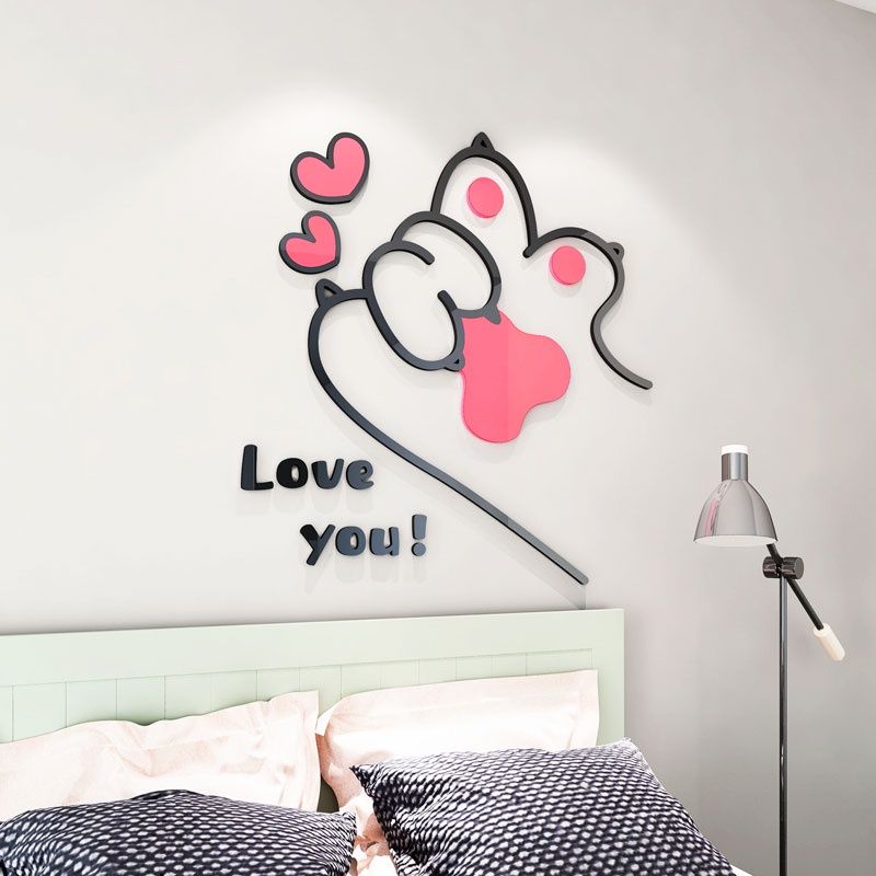 Tranh mica EPeBen dán tường nổi 3d hình bàn tay chân mèo bắn thả tim decor trang trí mầm non, phòng cho bé