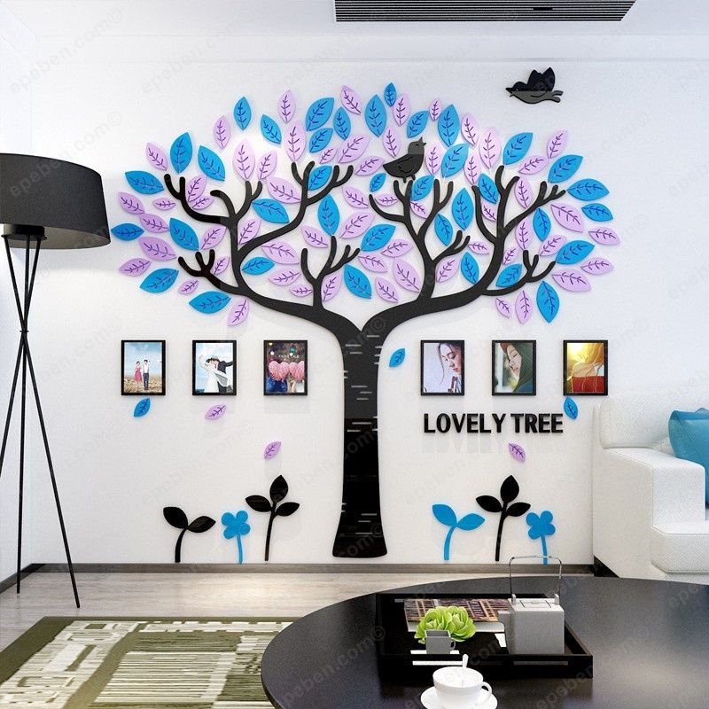 Tranh mica EPeBen dán tường nổi 3d hình cây tình yêu khung ảnh decor trang trí phòng làm việc, phòng họp