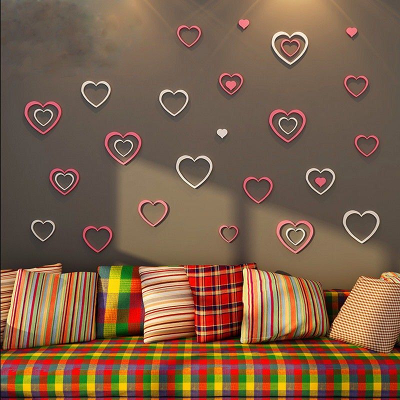Tranh mica EPeBen dán tường nổi 3d hình hình tròn, trái tim, decor trang trí tường nhà, phòng khách, cửa hàng, quán café