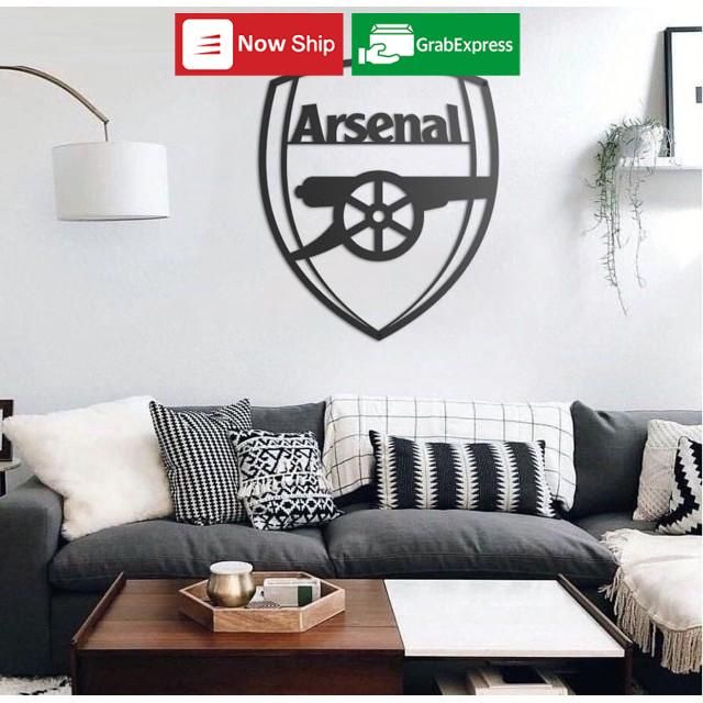 Tranh dán tường mica 3d decor khổ lớn Logo đội bóng arsenal