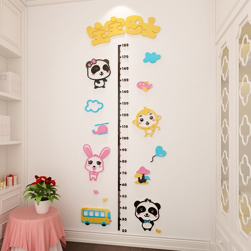 Tranh mica EPeBen dán tường nổi 3d hình Đo chiều cao động vật decor trang trí phòng ngủ cho bé, trường mầm non