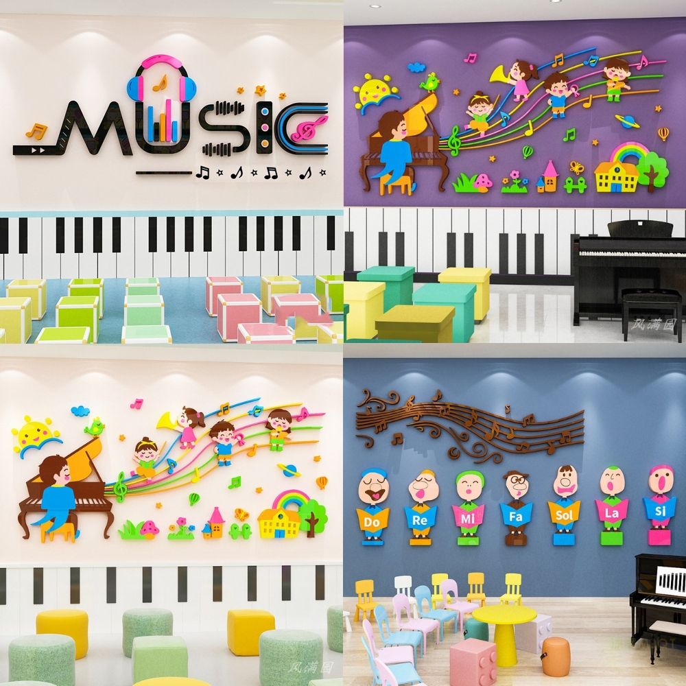 Tranh Mica 3d Dán Tường Do Re Mi Music Piano Trang Trí Phòng Học Nhạc, Phòng Cho Bé