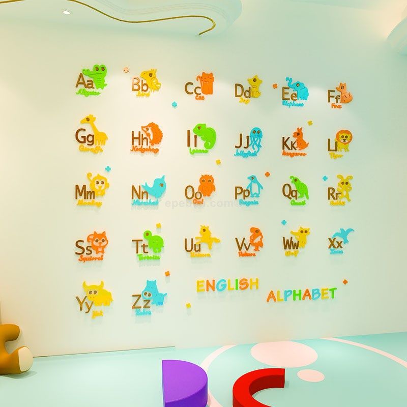 Tranh mica EPeBen dán tường nổi 3d hình bảng chữ cái tiếng anh decor trang trí mầm non, phòng cho bé