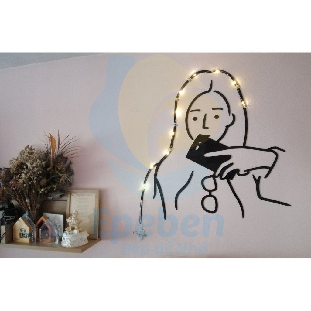 Tranh mica EPeBen dán tường nổi 3d hình tranh cô gái dễ thương decor trang trí, phòng ngủ, phòng cưới