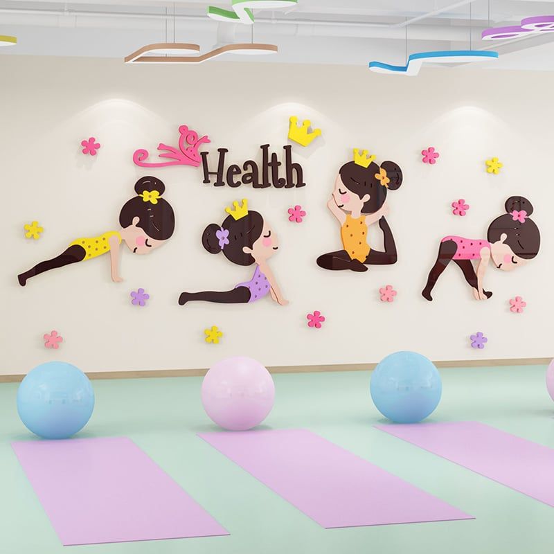 Tranh mica EPeBen dán tường nổi 3d hình các tư thế yoga decor trang trí phòng tập thể dục, yoga, phòng học