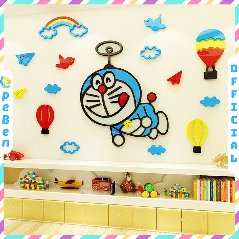 Tranh mica EPeBen dán tường nổi 3d hình chong chóng Doremon Doraemon decor trang trí mầm non, phòng cho bé