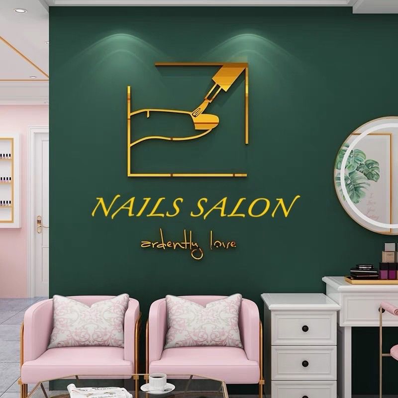 Tranh mica EPeBen dán tường nổi 3d hình Welcome decor trang trí cửa hàng nail, làm móng, tiệm làm đẹp