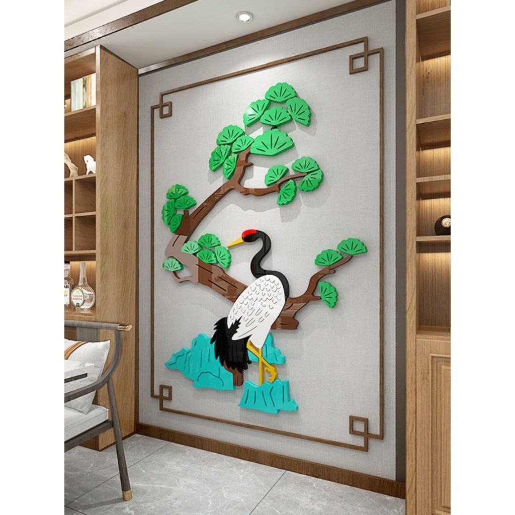 Tranh mica 3d dán tường mẫu tranh Cành Đào, Cành Cam An Khang Thịnh Vượng, trang trí phòng khách, phòng bếp