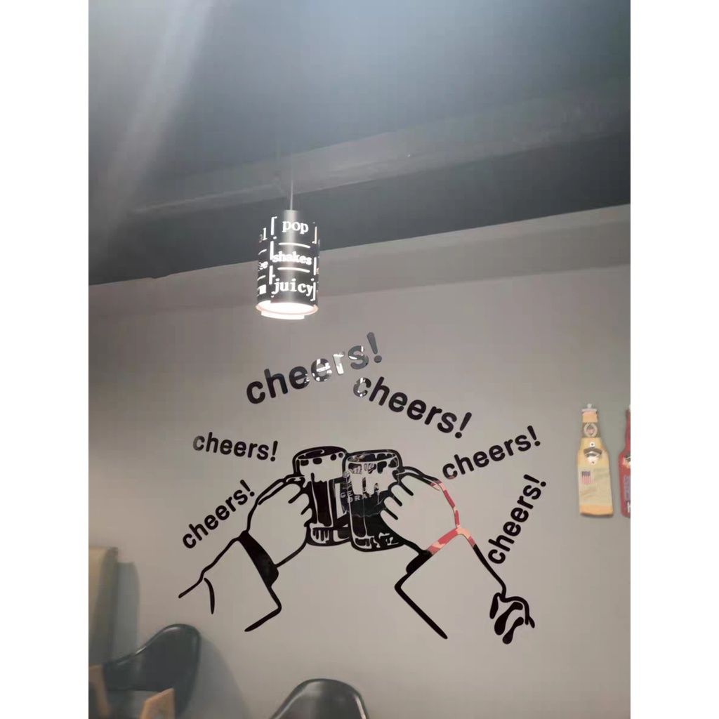 Tranh mica EPeBen dán tường nổi 3d hình Nâng cốc cùng chill decor trang trí quán ăn, cửa hàng, quán nhậu