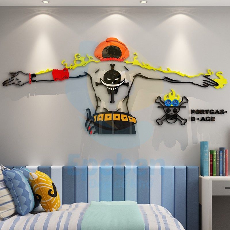 Tranh mica EPeBen dán tường nổi 3d hình truyện tranh one piece ace decor trang trí quán game phòng game thủ