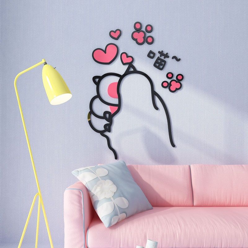 Tranh mica EPeBen dán tường nổi 3d hình bàn tay chân mèo bắn thả tim decor trang trí mầm non, phòng cho bé