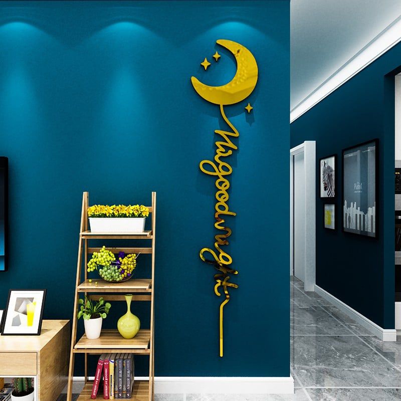 Tranh Mica 3d Dán Tường I Love You, Trái Tim, Ngôi Sao, Mặt Trăng, Mặt Trời Trang Trí Quán Trà Sữa, Cafe, Trà Chanh