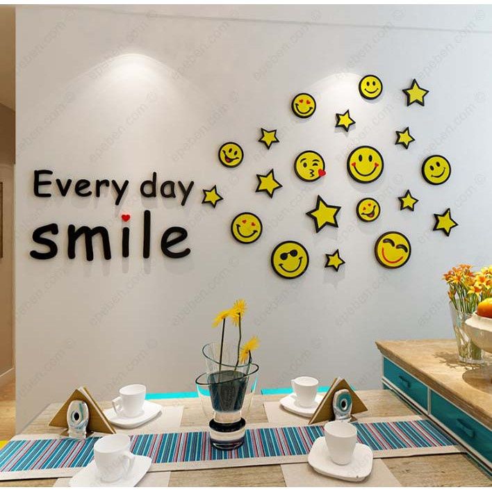 Tranh mica EPeBen dán tường nổi 3d hình smile icon sticker cười vui decor trang trí phòng khách, phòng ngủ,