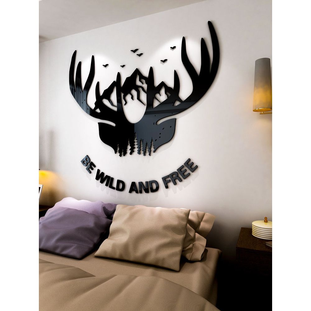 Tranh mica EPeBen dán tường nổi 3d hình sừng hươu phong cách bắc âu hiện đại decor trang trí phòng khách, nhà cửa