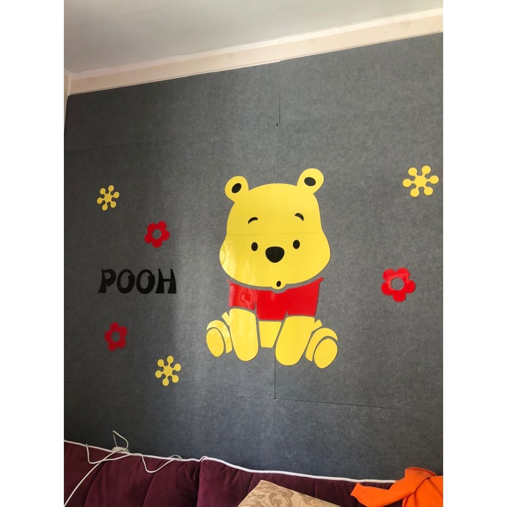 Tranh mica EPeBen dán tường nổi 3d hình hoạt hình gấu pooh Pu dễ thương decor trang trí mầm non, phòng cho bé EPeB