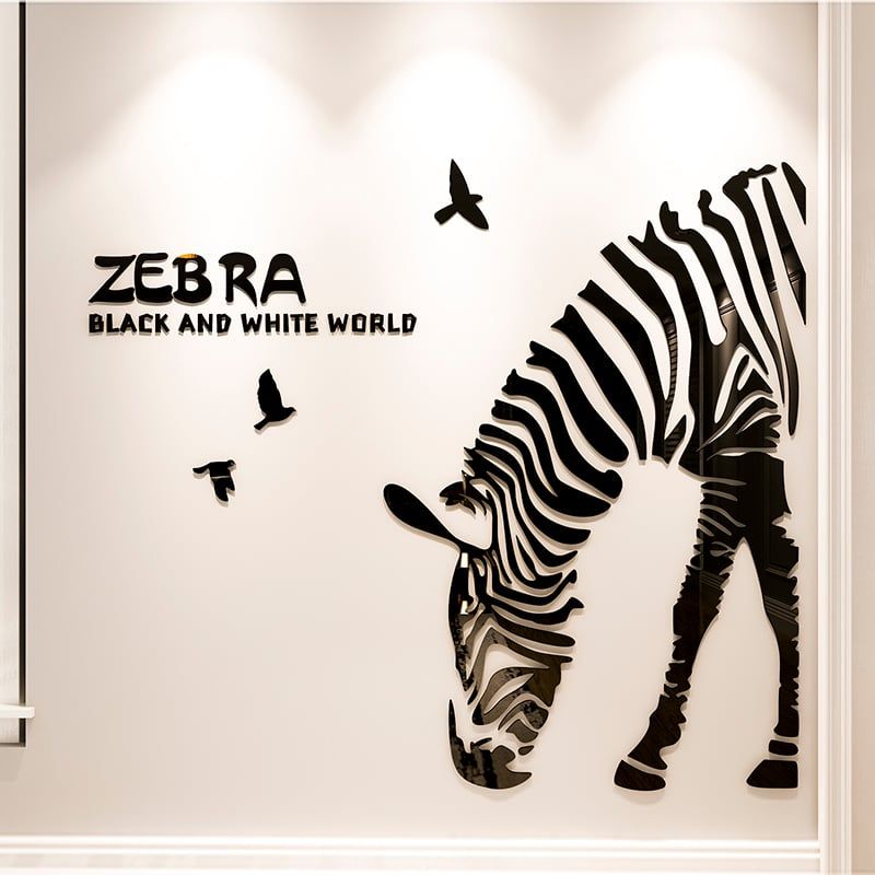 Tranh mica EPeBen dán tường nổi 3d hình chú ngựa vằn Zebra phong cách bắc âu hiện đại trang trí phòng khách, nhà cửa