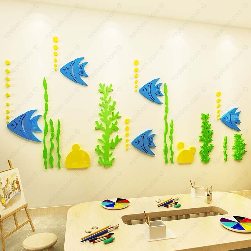 Tranh mica EPeBen dán tường nổi 3d hình dưới đáy đại dương decor trang trí mầm non, phòng cho bé