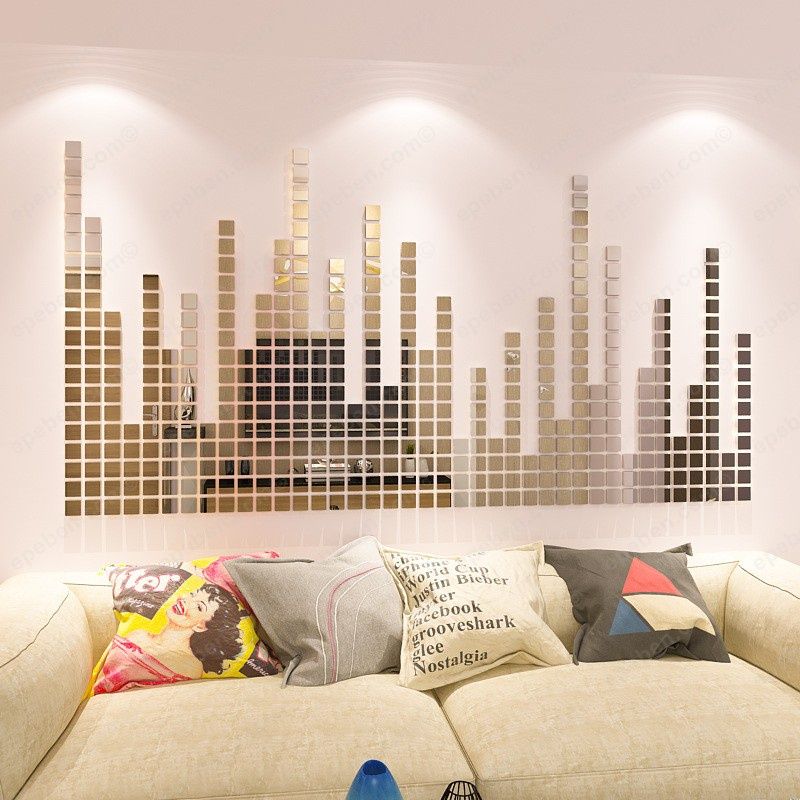 Tranh dán tường mica 3d decor khổ lớn gương khảm phong cách trang trí phòng khách, phòng ngủ