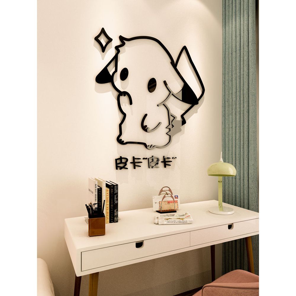 Tranh mica EPeBen dán tường nổi 3d hình pikachu hoạt hình dễ thương decor trang trí mầm non, phòng cho bé