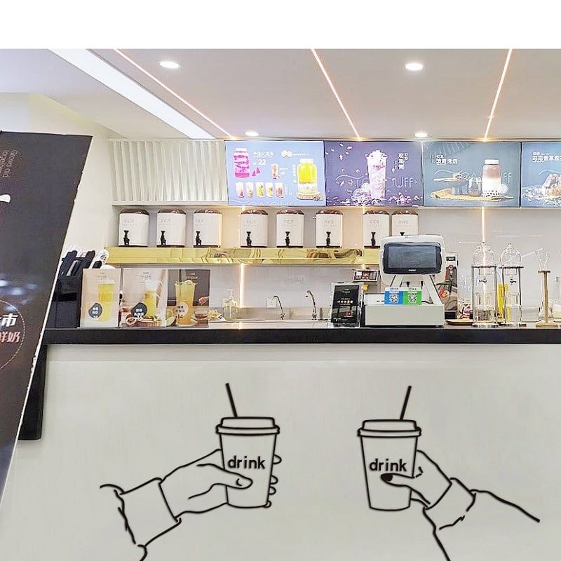 Tranh mica dán tường dán nổi drink trang trí quán cafe, trà sữa