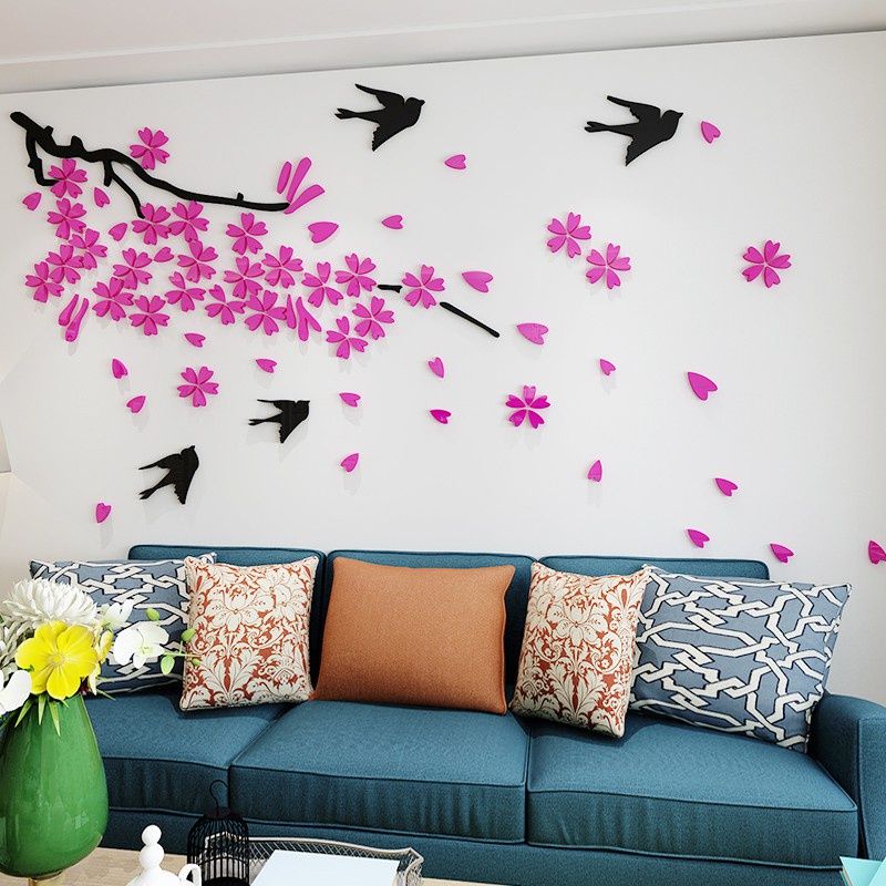Tranh mica EPeBen dán tường nổi 3d hình chim én về cùng mùa xuân decor trang trí phòng khách, phòng ngủ