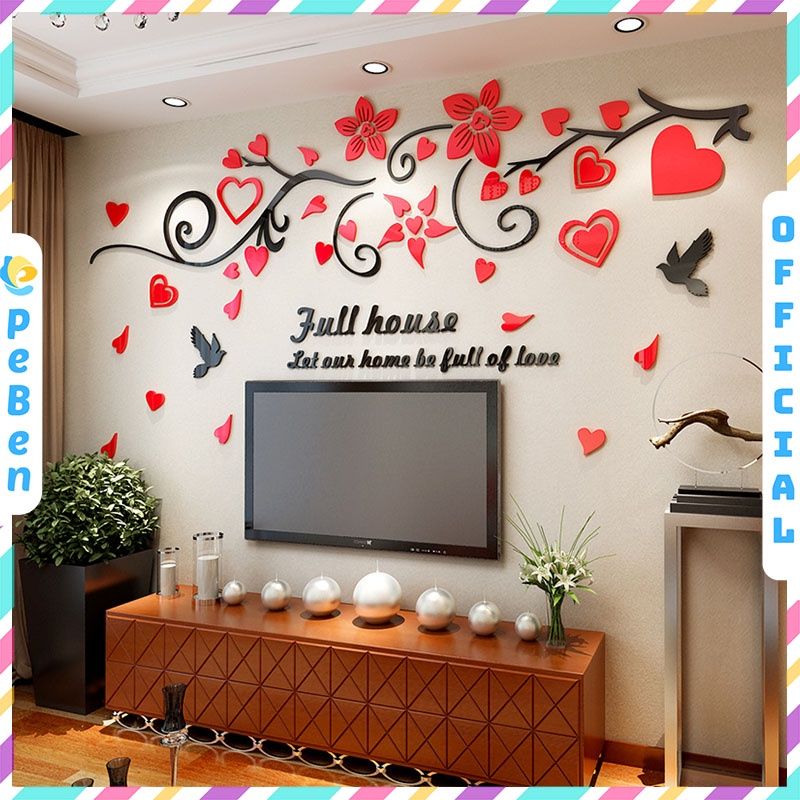Tranh mica EPeBen dán tường nổi 3d hình ngôi nhà tràn đầy yêu thương decor trang trí phòng ngủ, phòng cưới