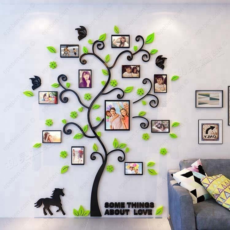Tranh mica EPeBen dán tường nổi 3d hình cây trưng bày ảnh gia đình decor trang trí phòng khách, phòng họp