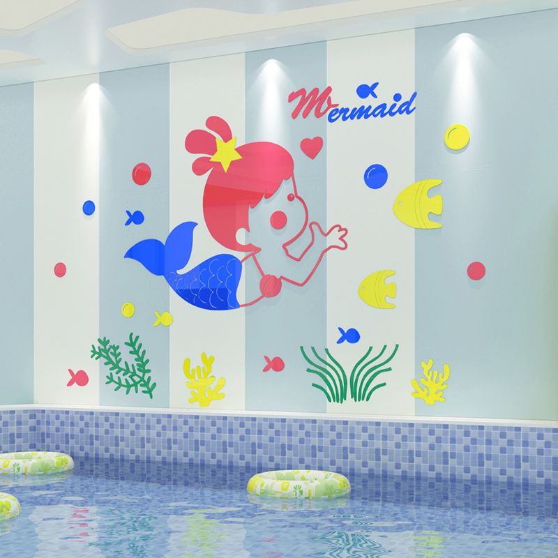 Tranh mica EPeBen dán tường nổi 3d hình tiên cá cute, decor trang trí mầm non, mẫu giáo, khu vui chơi trẻ em