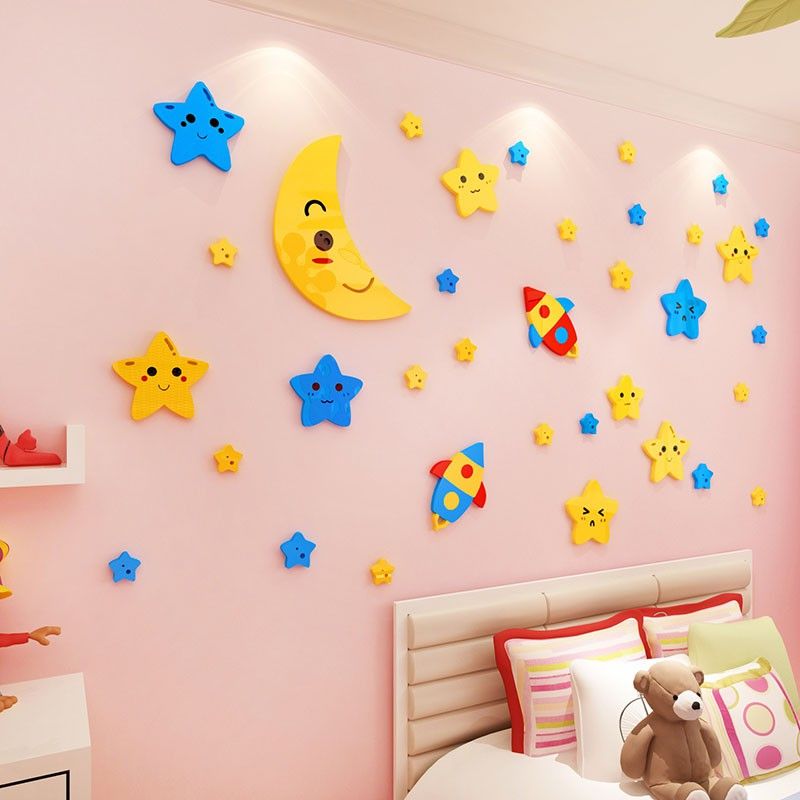 Tranh mica EPeBen dán tường nổi 3d hình bầu trời của bé decor trang trí mầm non, phòng cho bé