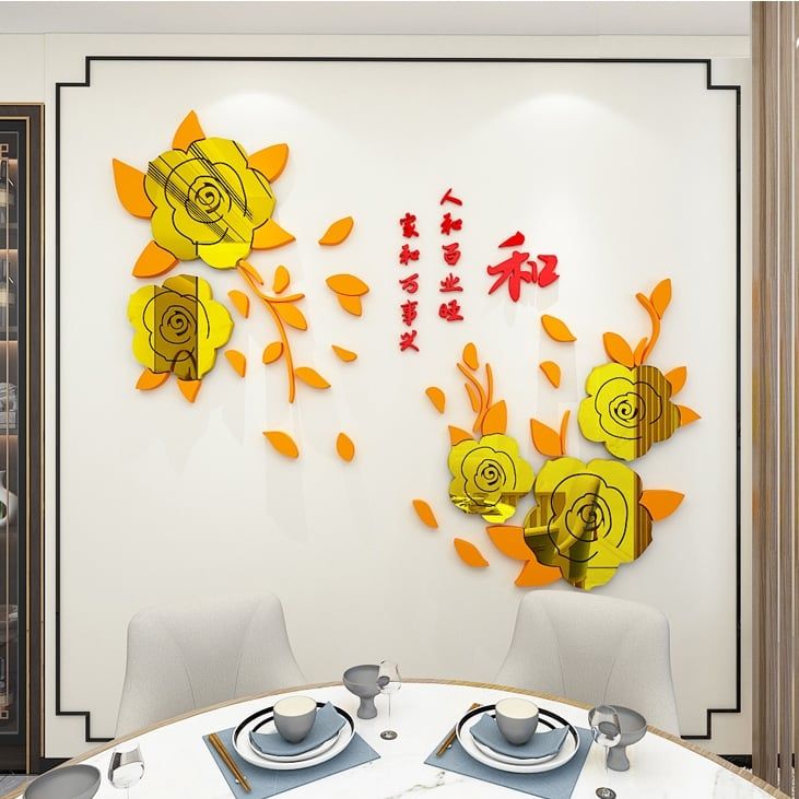 Tranh mica 3d dán tường mẫu tranh Cành Đào Mừng Xuân An Khang Thịnh Vượng, trang trí phòng khách, phòng bếp
