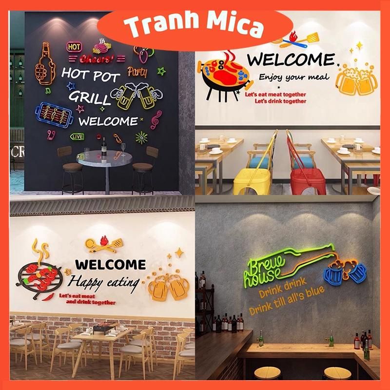 Tranh mica 3d dán tường các mẫu tranh ly bia, nâng cốc, trang trí quán nhậu, đồ nướng, quán lẩu