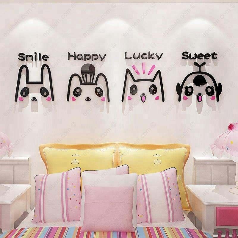 Tranh mica EPeBen dán tường nổi 3d hình biểu cảm dễ thương decor trang trí mầm non, phòng cho bé