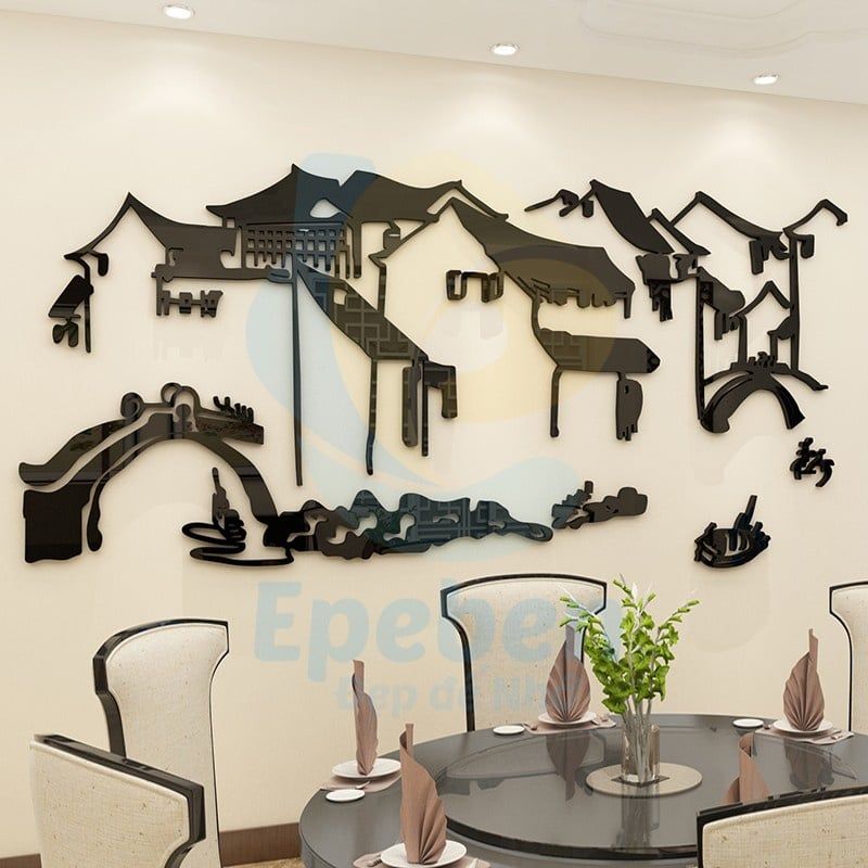 Tranh mica EPeBen dán tường nổi 3d hình tranh mặc thủy decor trang trí quán ăn, nhà hàng, quán nhậu