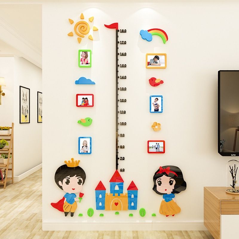 Tranh mica EPeBen dán tường nổi 3d hình dưới đại dương Thước đo chiều cao cho bé trang trí lớp học, mầm non, mẫu giáo