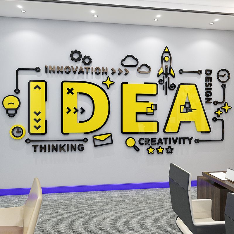 Tranh Mica 3d Dán Tường IDEA, STARTUP, BEST VIEW Trang Trí Văn Phòng Làm Việc, Phòng Tập Gym