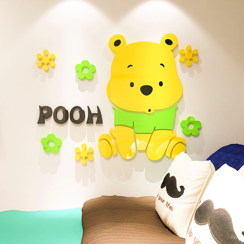 Tranh mica EPeBen dán tường nổi 3d hình hoạt hình gấu pooh Pu dễ thương decor trang trí mầm non, phòng cho bé EPeB