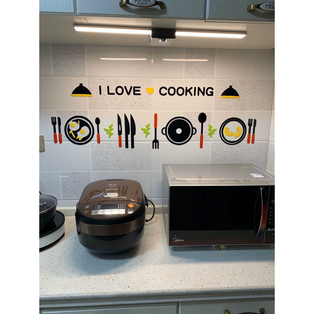 Tranh mica EPeBen dán tường nổi 3d hình dụng cụ bếp decor trang trí phòng bếp nhà ăn cooking nhà hàng