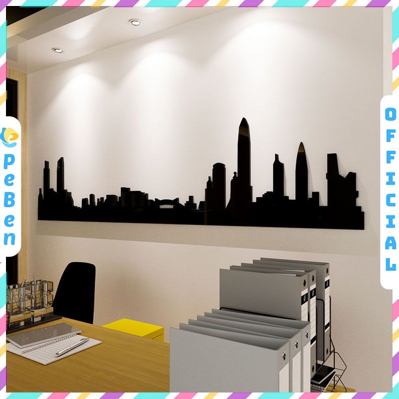 Tranh mica EPeBen dán tường nổi 3d hình thành phố tối giản hiện đại decor trang trí phòng khách, nhà cửa