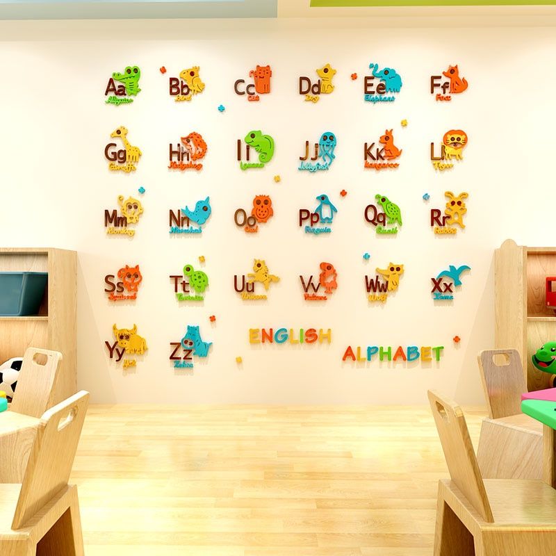 Tranh mica EPeBen dán tường nổi 3d hình bảng chữ cái tiếng anh decor trang trí mầm non, phòng cho bé