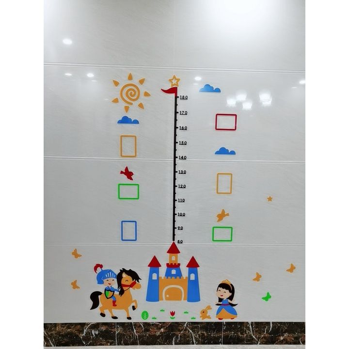 Tranh mica EPeBen dán tường nổi 3d hình dưới đại dương Thước đo chiều cao cho bé trang trí lớp học, mầm non, mẫu giáo