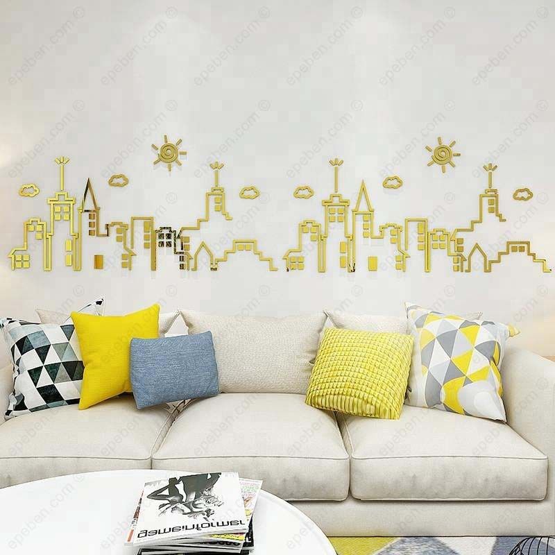 Tranh mica EPeBen dán tường nổi 3d hình khung cảnh thành phố decor trang trí phòng khách, phòng ngủ