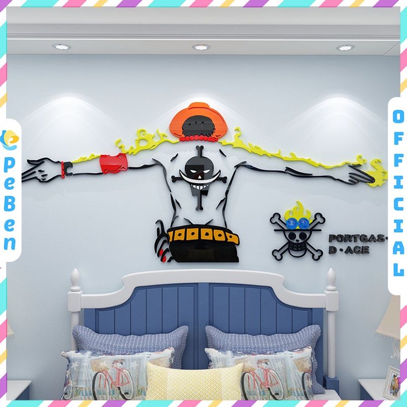Tranh mica EPeBen dán tường nổi 3d hình truyện tranh one piece ace decor trang trí quán game phòng game thủ