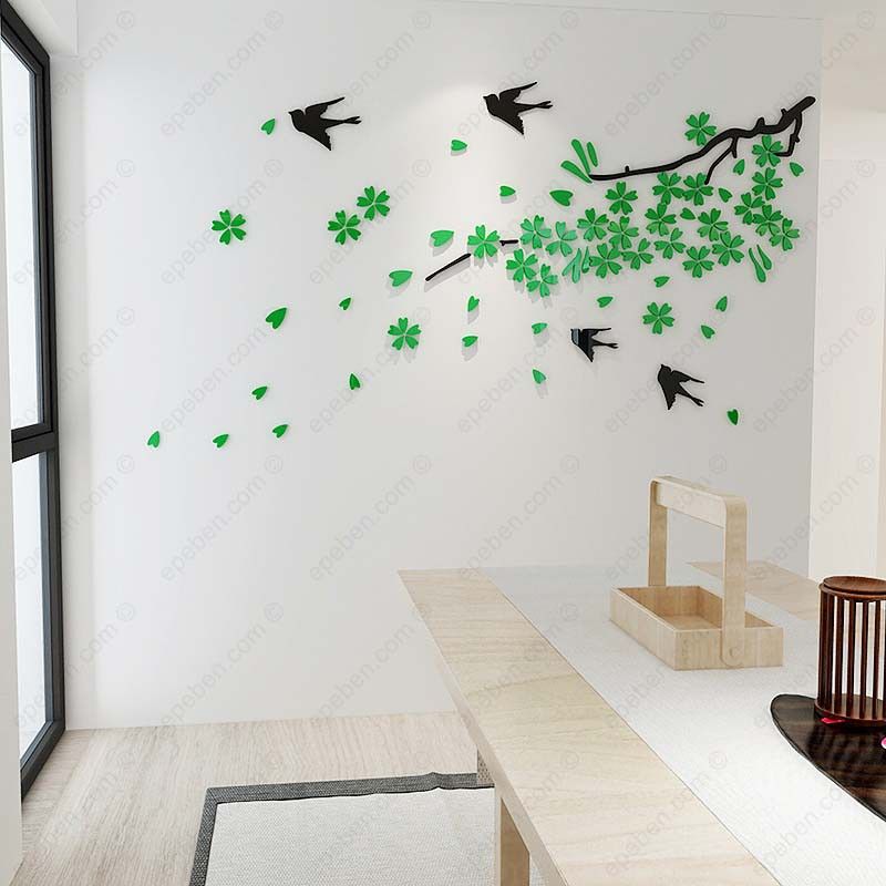 Tranh mica EPeBen dán tường nổi 3d hình chim én về cùng mùa xuân decor trang trí phòng khách, phòng ngủ